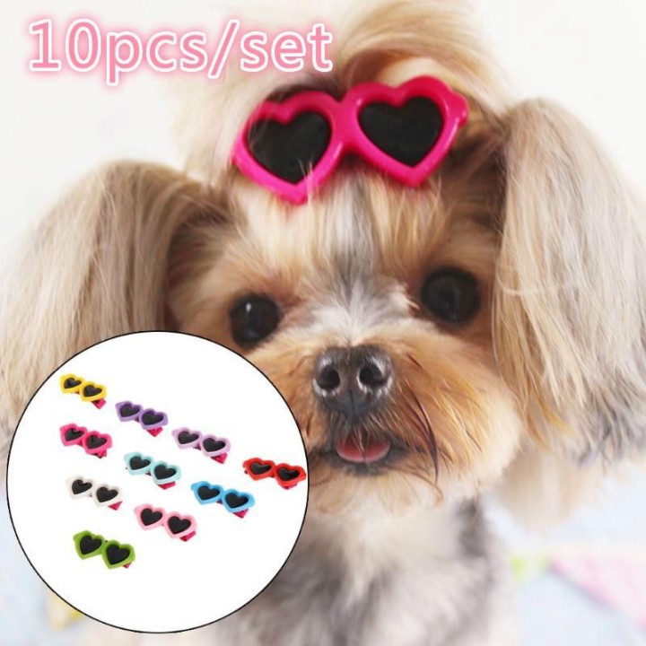 1/5/10 Stücke Mode Haustier Hund Haar Bögen Clips Liebe Stil Doggie Boutique Sonnenbrille Hundesalon 1pcs