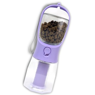 DOGPET Hundetrinkwasser für Spaziergänge, Wasser, Leckerli-Rolle, Beutel mit Aktivkohle, Wasser, Futter, Lila, Flasche, Trink