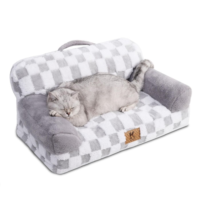 KSIIA Hundebett für Haustiere, Hundebett, inklusive abnehmbarem Bett für kleine und mittelgroße Hunde, 66 x 37 x 33, Grau, wa
