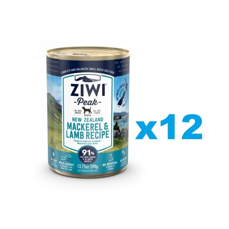 ZIWIPEAK Dog Mackerel&Lamb Makrele&Lamm 12 x 390 g