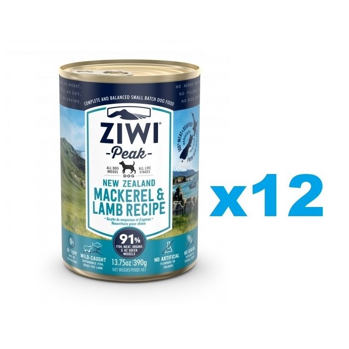 ZIWIPEAK Dog Mackerel&Lamb Makrele&Lamm 12 x 390 g