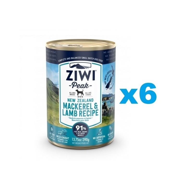 ZIWIPEAK Dog Mackerel&Lamb Makrele&Lamm 6x390 g