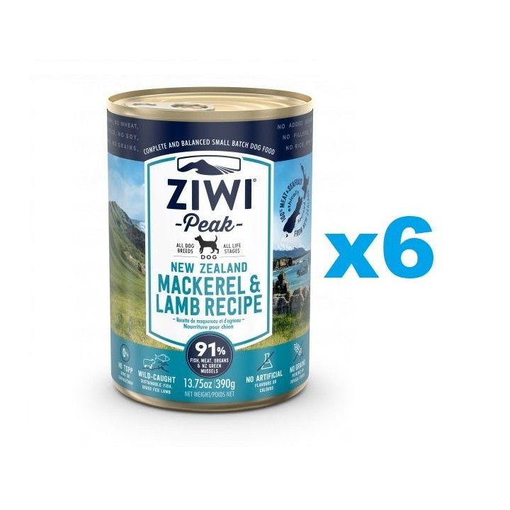 ZIWIPEAK Dog Mackerel&Lamb Makrele&Lamm 6x390 g