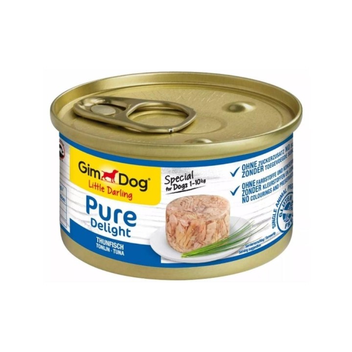 GIMDOG Pure Delight Tuna 85 g Thunfisch für ausgewachsene Hunde kleiner Rassen