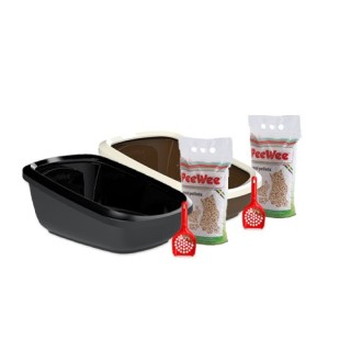 PeeWee EcoGranda Katzenklo Starter-Paket - Schwarz