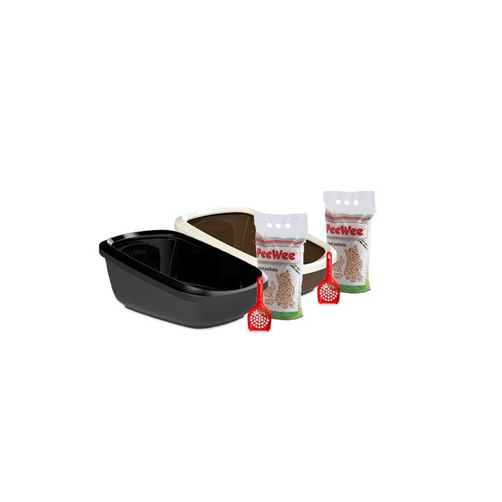 PeeWee EcoGranda Katzenklo Starter-Paket - Schwarz