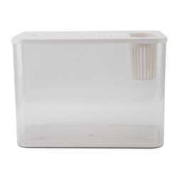 Kleines Aquarium aus Kunststoff, durchsichtig, Mikro-Landschaft, Desktop-Aquarium für Goldfische, Garnelen, Betta-Fische weiß