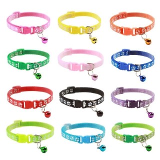 Katzenhalsband, 12 Farben, Katzenhalskette und Katzenpfotenabdruck, verstellbares Halsband, kleines Hundehalsband, Glockenpos