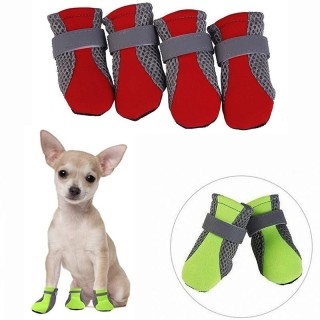 Hundeschuhe, atmungsaktiv, wasserdicht, für den Außenbereich, Laufnetz, weiche Sommerschuhe für Haustiere, nachtsicher, refle