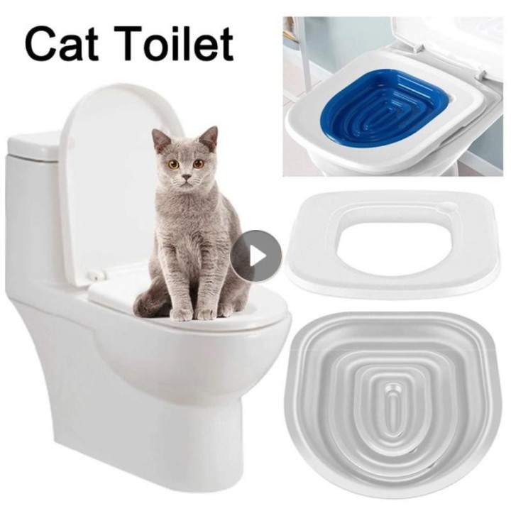Katzentoiletten-Trainingsset, wiederverwendbarer Katzentoilettentrainer, Katzenstreumatte für Welpen, Toilette, Haustierreini