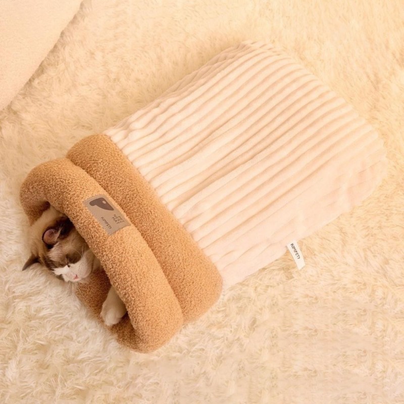 Haustierschlafsack, halbgeschlossen, winddicht, Winterschlafsack, warm, weich, Plüsch, Katzennest, Zuhause, Katze, Hund, bequ