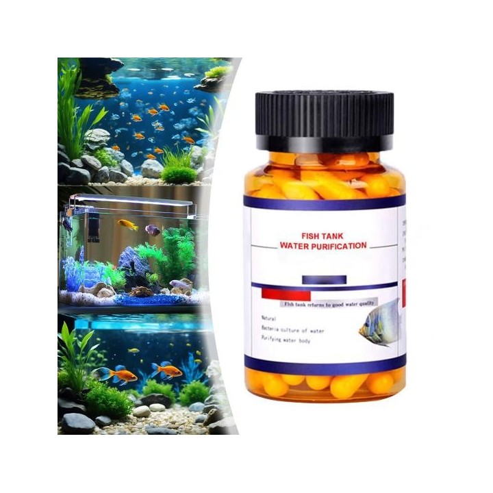 1/2 Flaschen Aquarium-Wasserreinigungskapsel, leistungsstarke Aqua-Wasserreinigungskapsel zum Entfernen aller Arten von Trübu
