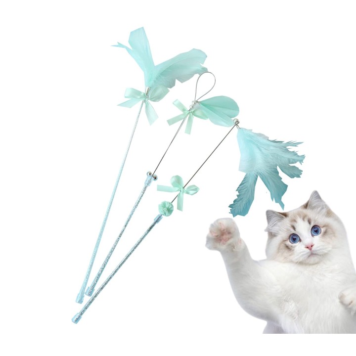 ONEKOSAMA Katzenball, Federspielzeug, 3-teiliges Set, Federglocke, langlebige Schnur, Schnur für Katzen, Katzenstück [3 Set/G