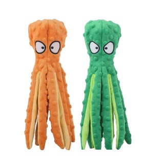 2er-Pack quietschende Hunde-Oktopusse, ungefüllt, knisterndes Hundekauspielzeug aus Plüsch, für das Training von Welpen und H