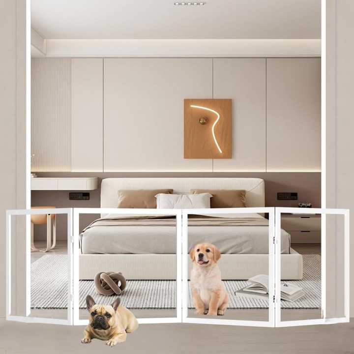 Puhang Haustier-Absperrgitter, transparent, aus Holz, für Hunde, Höhe und Länge, klein, praktisch, für Flucht und Einbruch, l