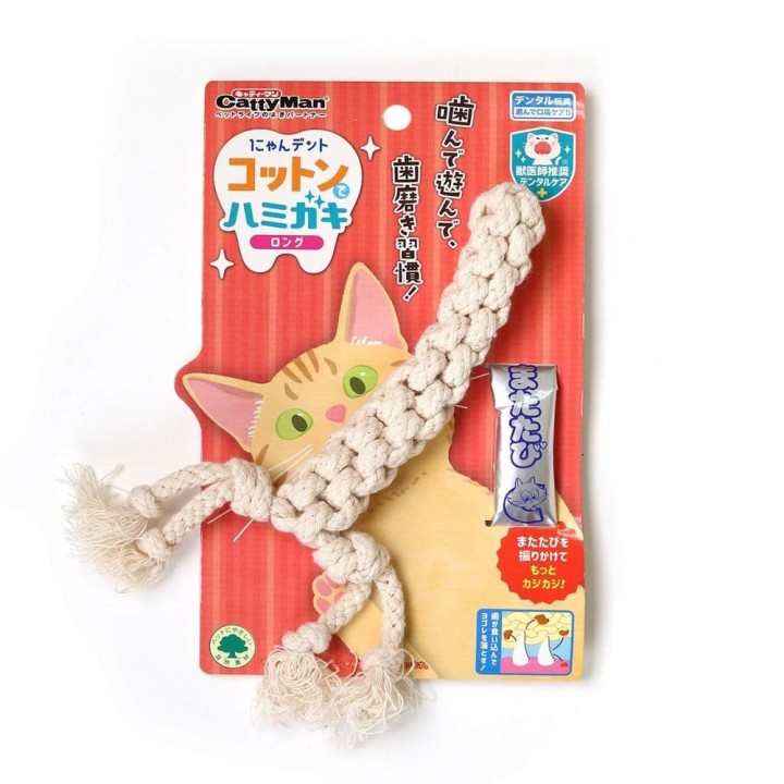 Cattyman Nyan Dent Baumwollzahnbürste Langes Katzenspielzeug