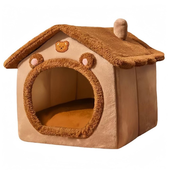 chookey Haustierhaus, Hunde- und Katzenhaus, Kuppelbett, Haus für den Innenbereich, Winter-Kälteschutz (Brown, M) braun
