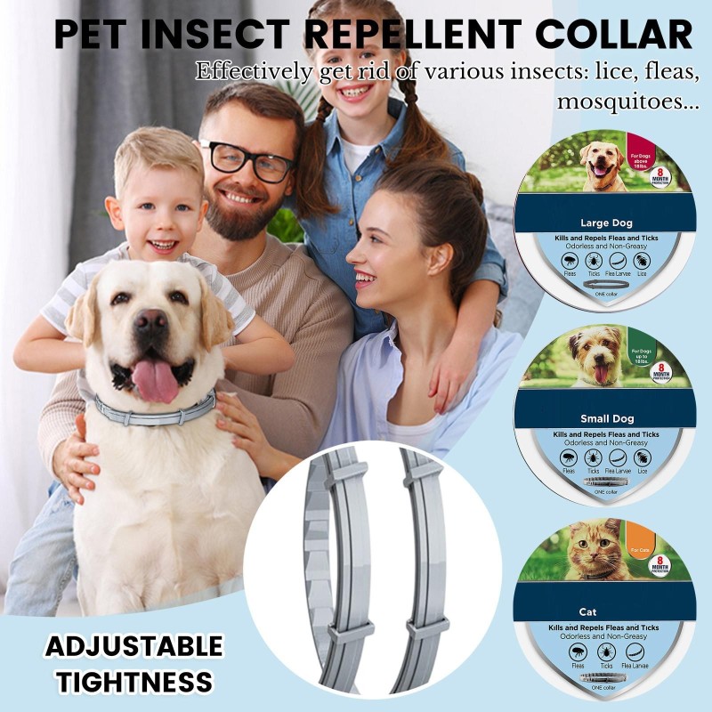 8 Monate, Anti-Parasiten-Halsband, Anti-Floh, Anti-Zecken, Leishmaniose, für kleine und mittelgroße Hunde One Size