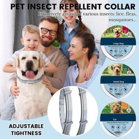 8 Monate, Anti-Parasiten-Halsband, Anti-Floh, Anti-Zecken, Leishmaniose, für kleine und mittelgroße Hunde One Size