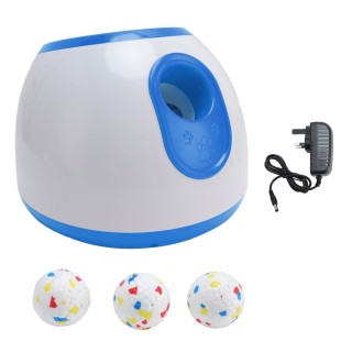 Ballwerfer, drei Reichweiten, tragbarer automatischer Ballwerfer für Haustiere mit 3 Bällen für interaktives Spielzeug UK Plu