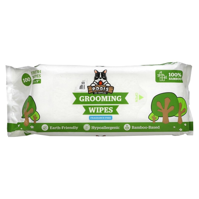 Pogi's Pet Supplies, Fellpflegetücher, unparfümiert, Frischetücher, 100 Stück