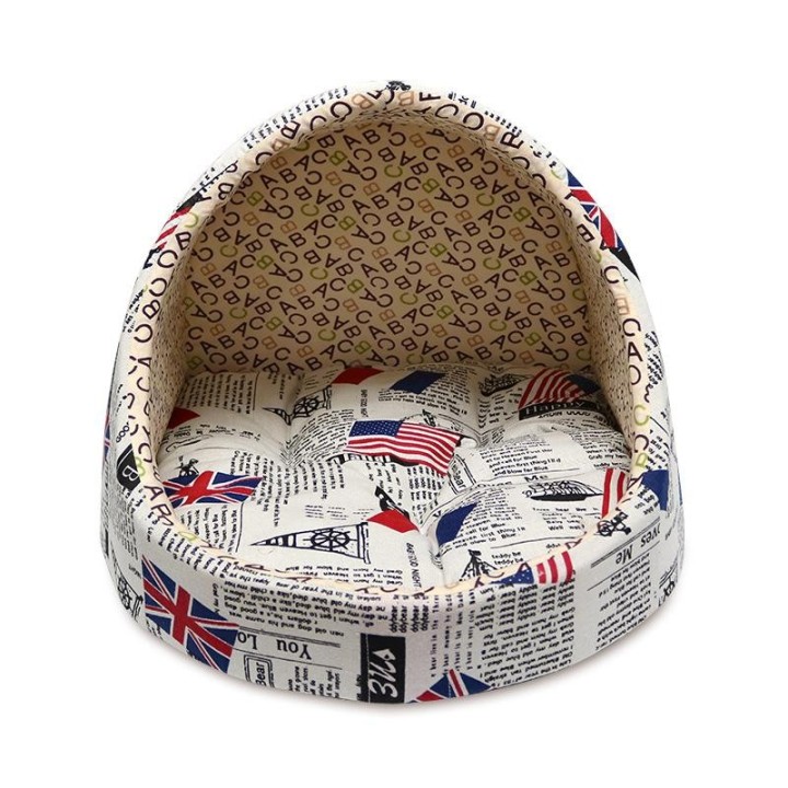 Abnehmbares, warmes Hundehaus im britischen Stil, waschbares Haustierbett für mittelgroße Hunde, tragbar, klassisches Schlafb