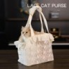 Spitzen-Katzen-Tragetasche aus Polyester, Umhängetasche für Welpen, süße Katzen-Umhängetasche für Hunde S blau