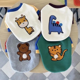 Niedliche Tierdruck-Haustier-Hundekleidung Winter New Bottoming Shirt Teddy Warmer Pullover Schnauzer Zwei Fuß Kleidung Lässi