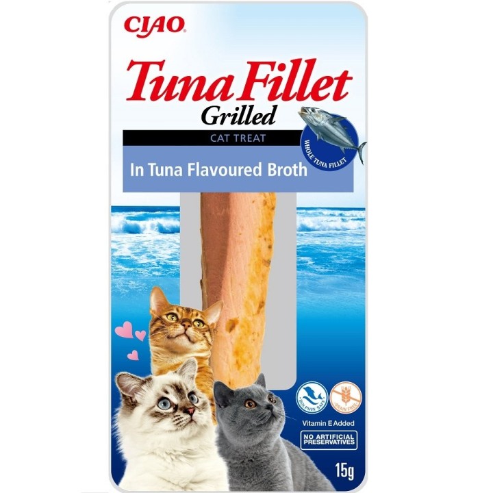 INABA Tuna fillet in tuna flavoured broth 15g Thunfischfilet in Brühe mit Thunfischgeschmack für Katzen
