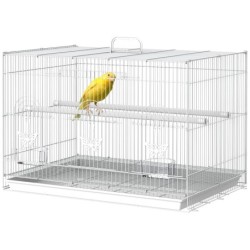 PawHut Vogelkäfig für kleine Vögel 60 cm x 41 cm x 41 cm, geräumig & mit Zubehör, ideal für Wellensittiche und Kanarienvögel