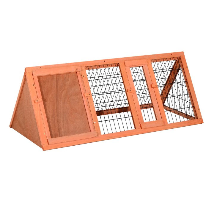 PawHut Kleintierstall Meerschweinchenstall 118x50x45 cm 3-eckig mit Freigehege Auslauf Orange für glückliche Haustiere   Aoso