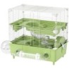 PawHut Hamsterkäfig auf 2 Ebenen und 3 Türen mit Laufrad, Streu und Spielröhren, Käfig für Tiere aus Stahl, PS und PP, 44,5x2