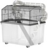 PawHut Hamsterkäfig, Hamsterkäfig mit Rampe, Futternapf, Trinkflasche, Rohrsystem, 58 x 43 x 57 cm, Schwarz   Aosom