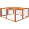 PawHut Kaninchenstall Klappbar für 2-3 Nagetiere mit Mehreren Eingängen, Käfig aus Holz und Stahl, 110x105x50 cm, Orange   Ao