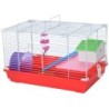PawHut Hamsterkäfig 2 Ebenen aus Metall und PP mit Häuschen, Trinkwassertank, Rad und Näpfen, 47x30x27 cm, Rot und Weiß   Aos