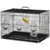PawHut Vogelkäfig mit 2 Sitzstangen und 3 Eingängen, Voliere für Vögel mit Tablett und 2 Futternäpfen, aus Draht und Kunststo