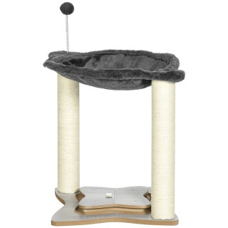 PawHut Katzenkratzbaum max 5kg mit Hängematte, Spielbällen und Sisalstangen, Kratzturm aus MDF und Plüsch, 53,5x53,5x66cm, Gr