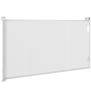 PawHut Ausziehbares Hundegitter für kleine Hunde 0-144 cm, Einziehbares Haustiertor mit automatischer Verriegelung für Türen