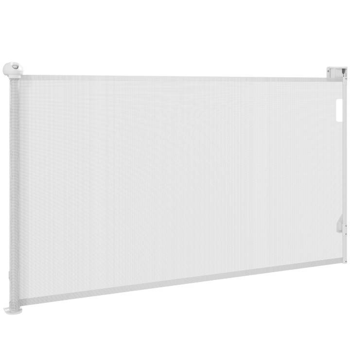 PawHut Ausziehbares Hundegitter für kleine Hunde 0-144 cm, Einziehbares Haustiertor mit automatischer Verriegelung für Türen