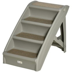 PawHut Hundeleiter Klappbar mit 4 rutschfesten Stufen, Hundeleiter für Haustiere bis 10 kg aus PP, 62x38x49,5 cm, Grau   Aoso