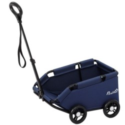 PawHut Hundewagen für kleine Hunde zusammenklappbar mit 45°-Eingang mit Tasche und Kissen, Hundewagen aus Stahl und Oxford-Ge