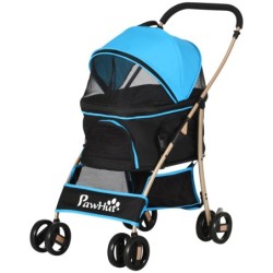 PawHut Hundewagen 2 in 1 Faltbar und Wandelbar in Transportbox mit 2 Leinen und Kissen, Hundewagen aus Stahl und Oxford-Geweb