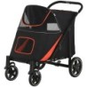 PawHut Hundewagen für große und mittelgroße Hunde Klappbarer 4-Rad-Wagen mit Reißverschlüssen und Netzfenstern, Wagen für Hau