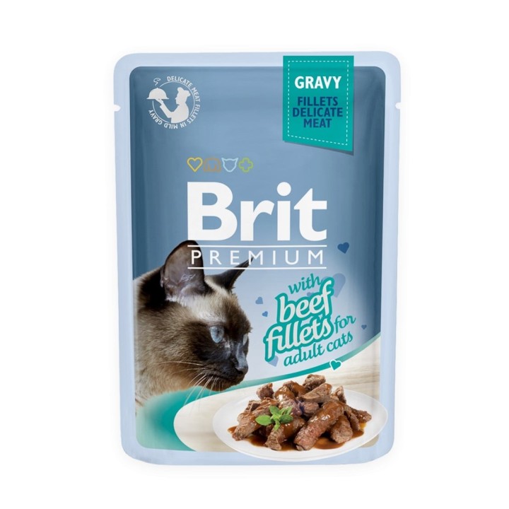 BRIT Premium Cat Fillets in Gravy Katzennassfutter mit Rindfleisch 24x85g