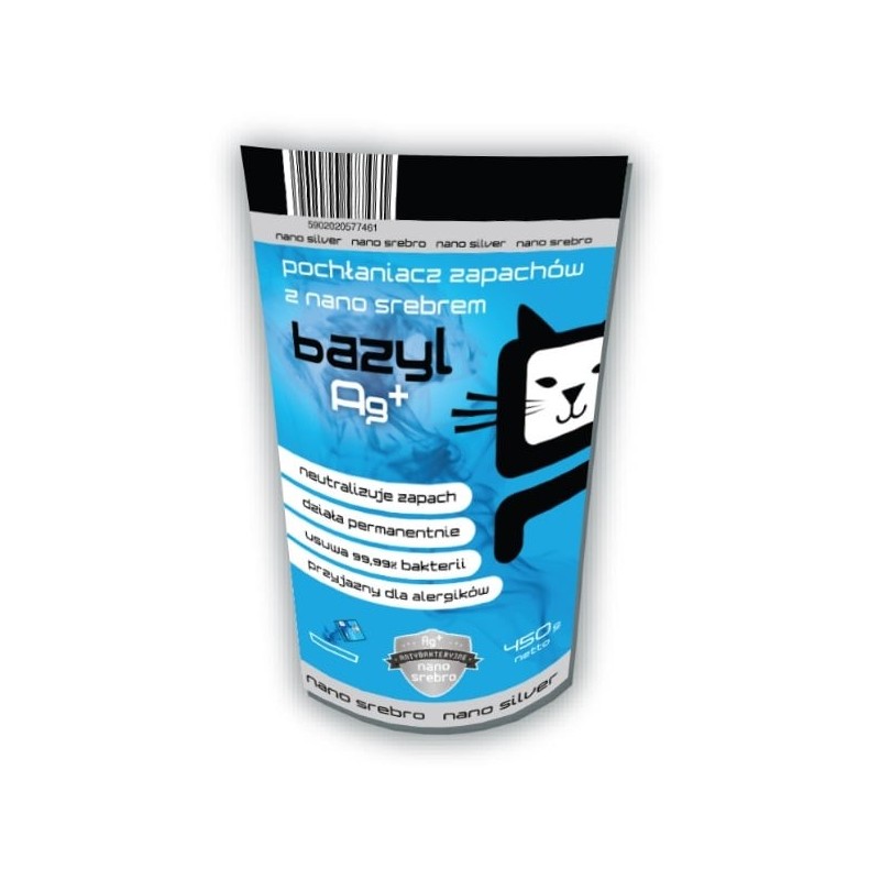 BAZYL Ag+ Bentonit Geruchsabsorber für Katzen 450 g