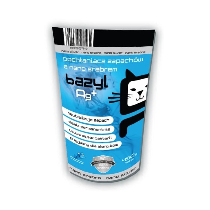 BAZYL Ag+ Bentonit Geruchsabsorber für Katzen 450 g