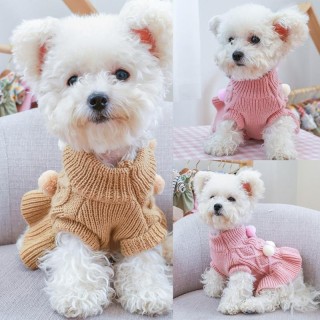 Warme Haustier Hunde Pullover Kleid Herbst Winter Haustier Gestrickte Rock Kleidung Für Kleine Mittelgroße Hunde Haustier Hoc