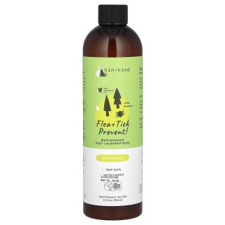 Kin+Kind, Floh- und Zeckenschutzmittel, Schutzspray für Hunde und Katzen, Zitronengras, 12 fl oz (354 ml)