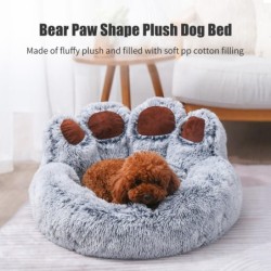 Plüsch-Hundebett in Bärentatzenform, Haustierbett für Katzen und Hunde, süßer weicher Hundekorb XL braun