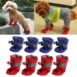 4 Stück Anti-Rutsch-Schuhe Regenschuhe Schneestiefel Weiche Schuhe Abdeckung Haustier Hund Outdoor Winter Warm 3.5cm orange